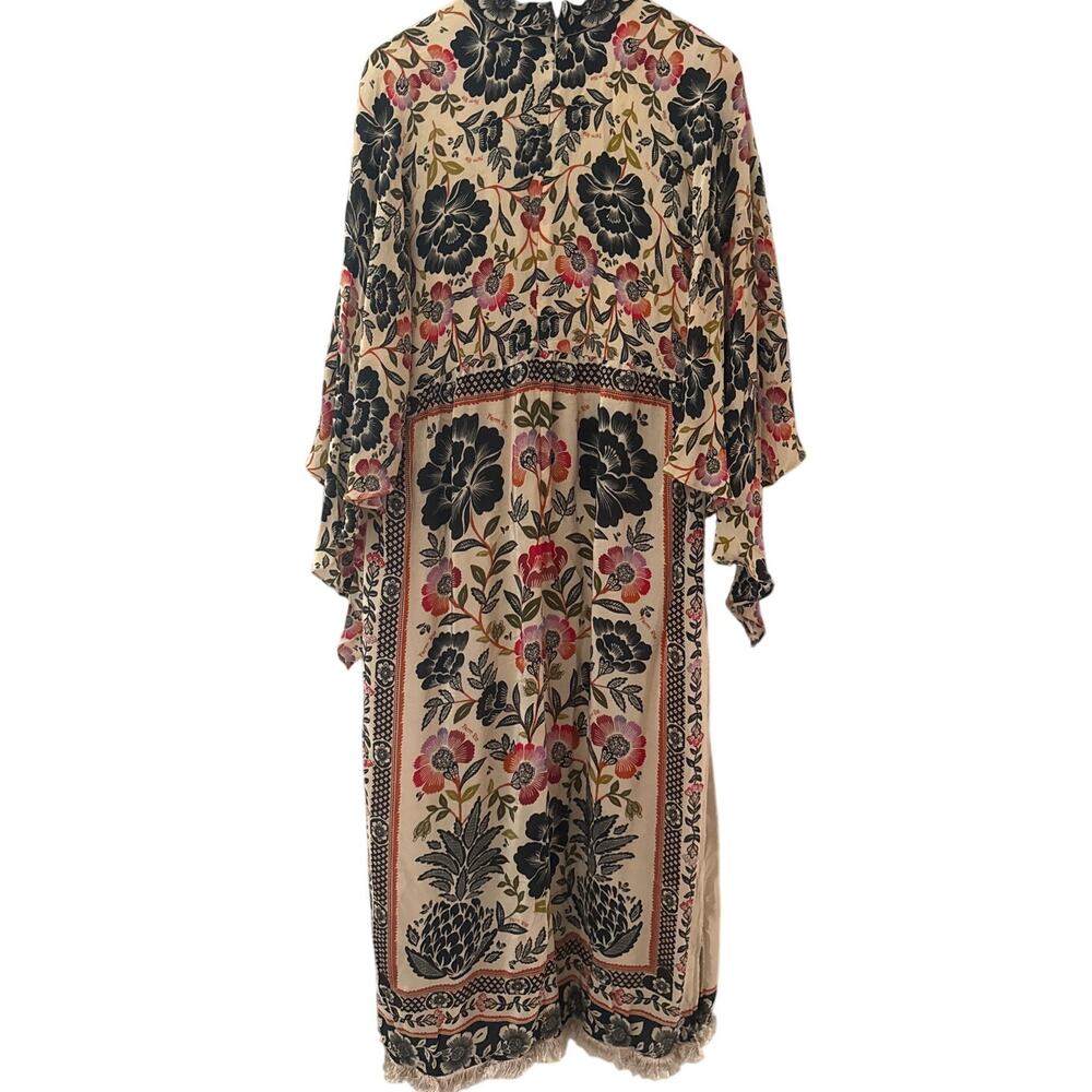 Farm Rio Romantic Garden Floral High Neck  Dramatic Sleeves Maxi Dress Size XL - Picture 14 of 15